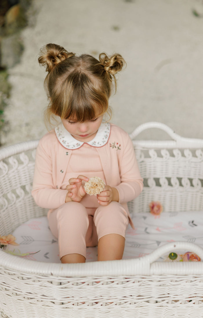 Girls Cardigan – Pink – Embroidered