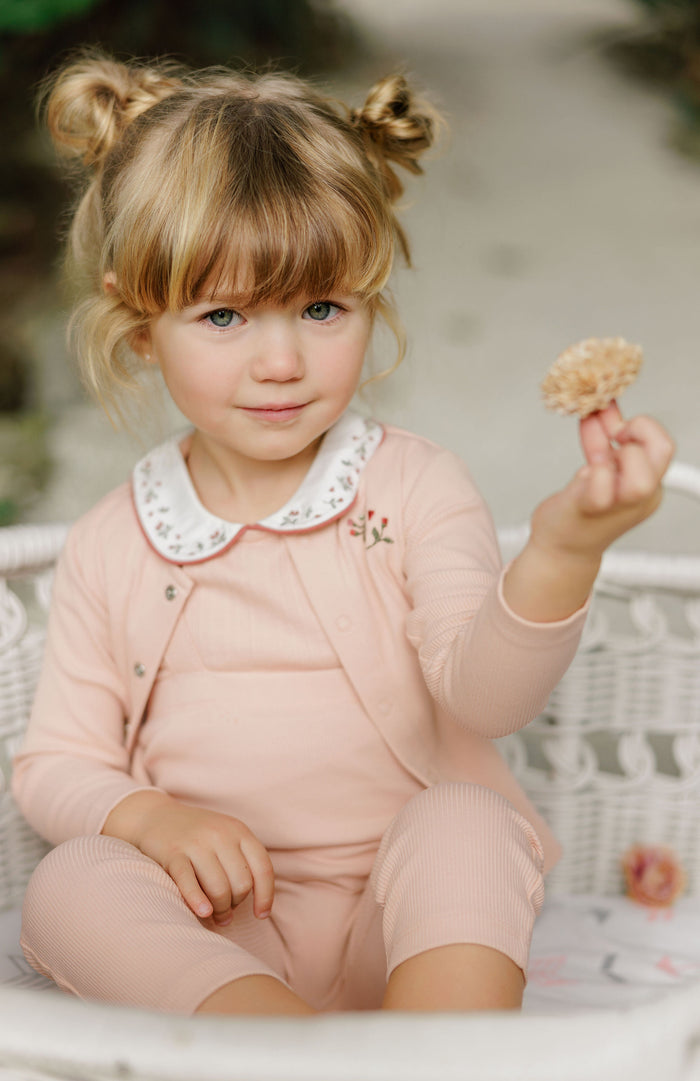 Girls Cardigan – Pink – Embroidered