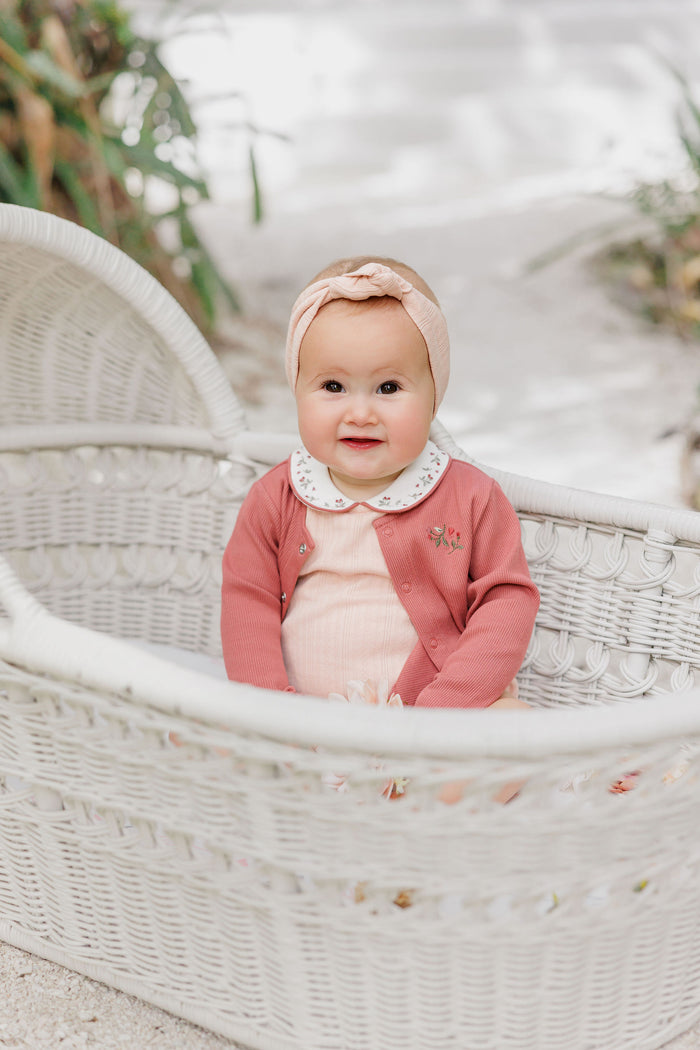 Girls Cardigan – Pink – Embroidered