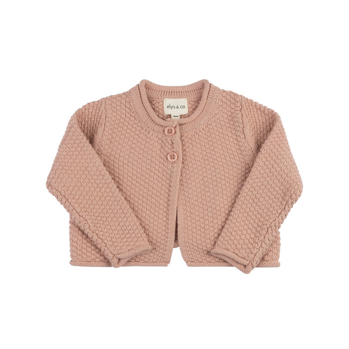 Girls Cardigan – Pink – Floral Star Knit