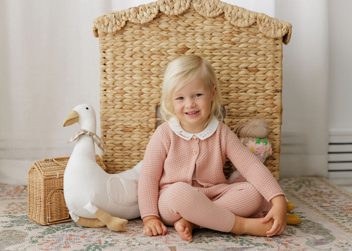 Girls Cardigan – Pink – Floral Star Knit