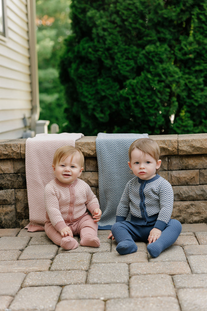 Girls Cardigan – Pink – Herringbone