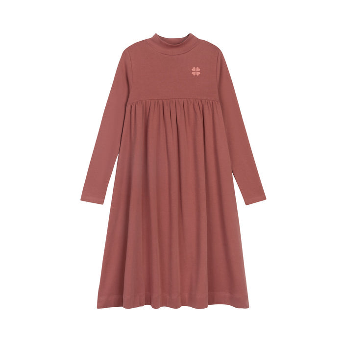 Girls Dress – Pink – Embroidered Clover