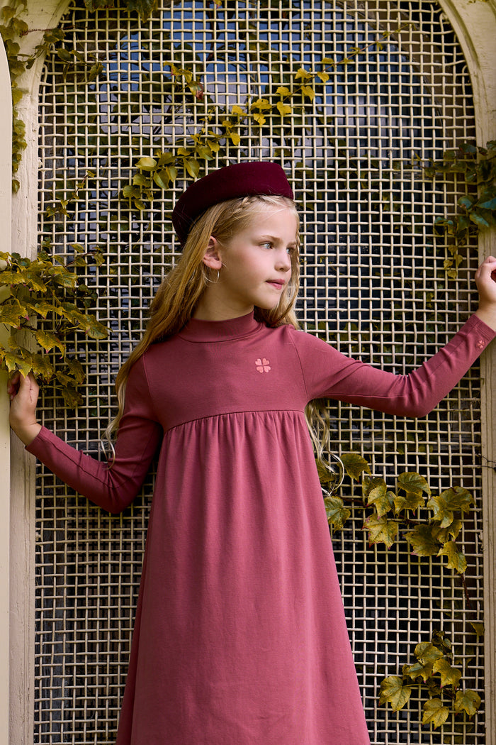 Girls Dress – Pink – Embroidered Clover