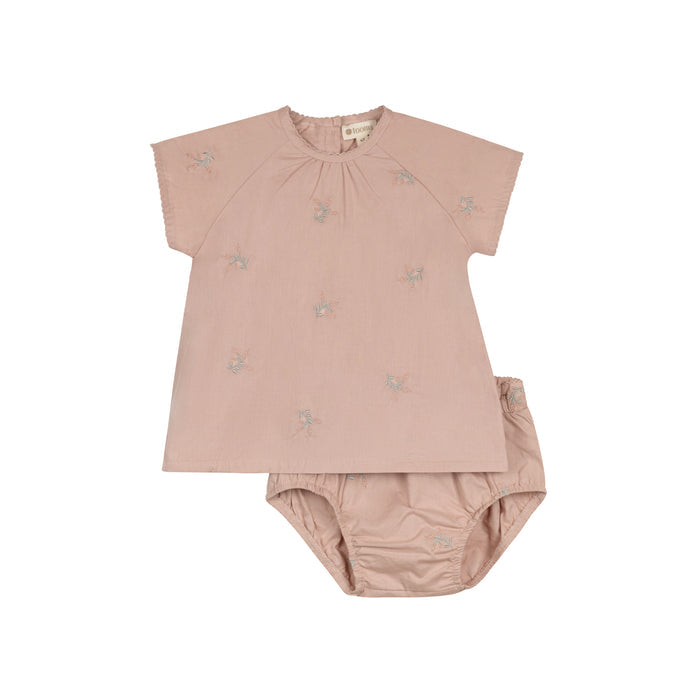 Girls Embroidered Floral 2 Piece Set – Pink – Holland Collection