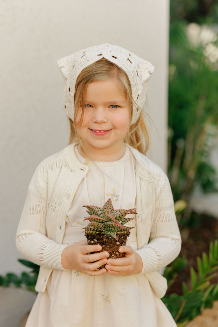 Girls Embroidered Floral Dress – Ivory – Holland Collection
