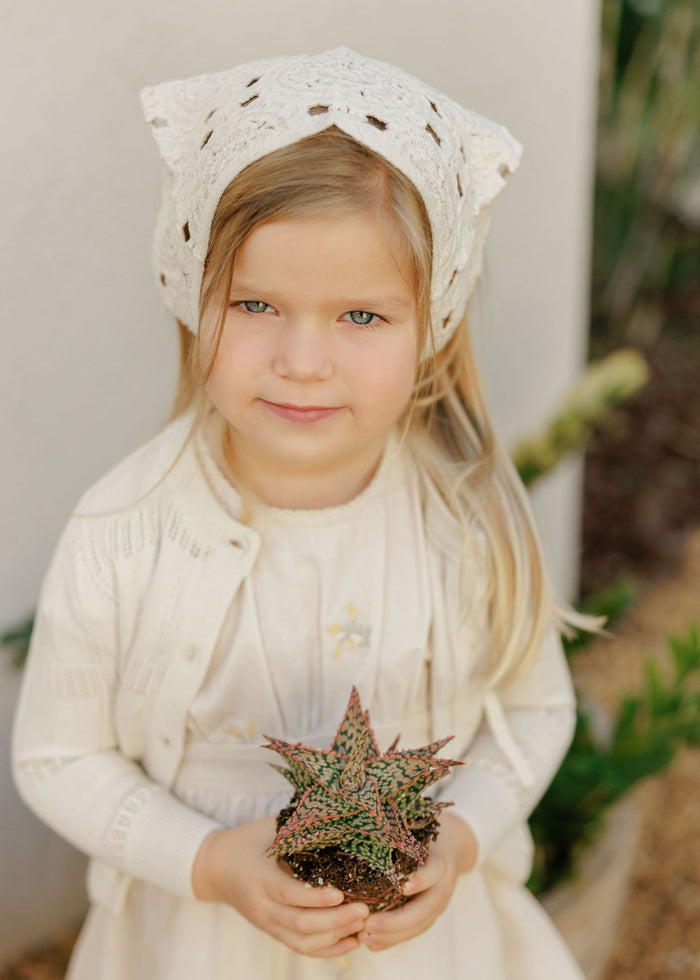 Girls Embroidered Floral Dress – Ivory – Holland Collection