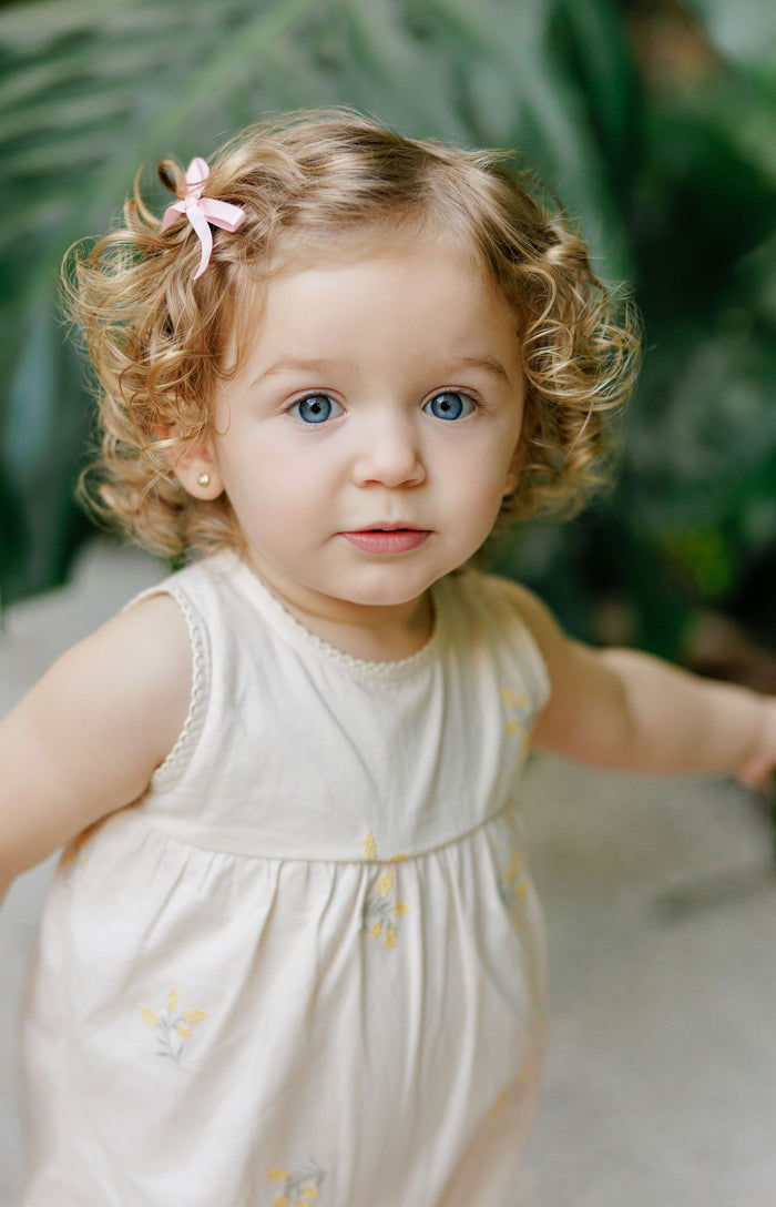 Girls Embroidered Floral Long Romper – Ivory – Holland Collection