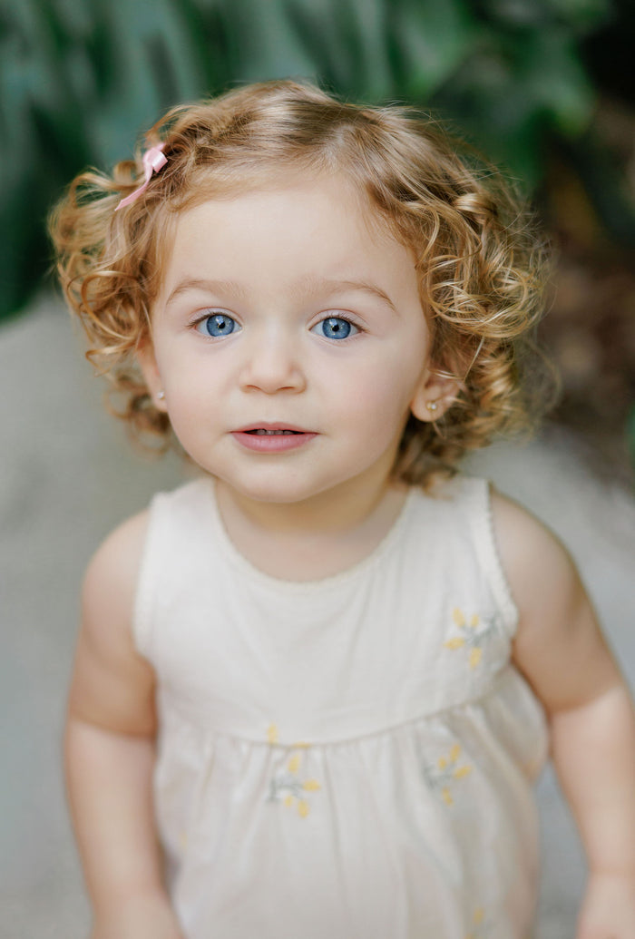 Girls Embroidered Floral Long Romper – Ivory – Holland Collection