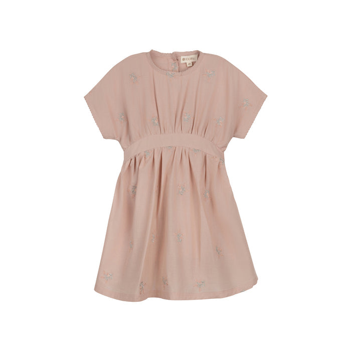Girls Embroidered Floral Short Sleeve Dress – Pink – Holland Collection