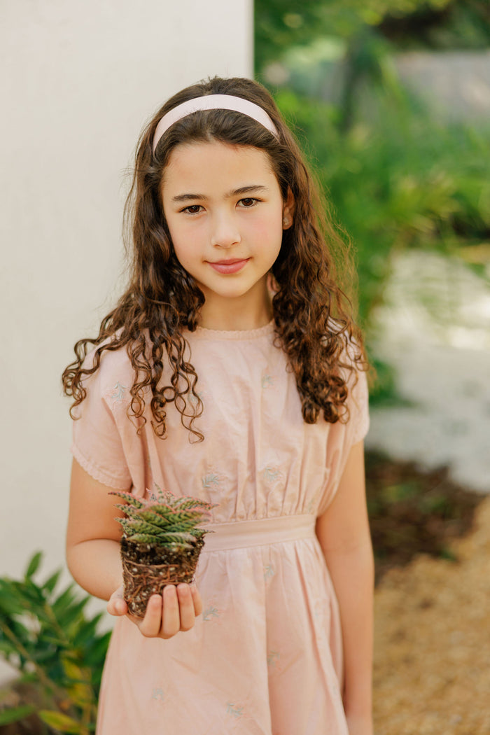 Girls Embroidered Floral Short Sleeve Dress – Pink – Holland Collection