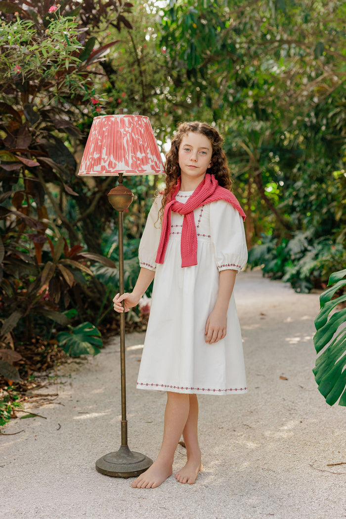 Girls Embroidered Trim Dress – Ivory – Keepsake Collection