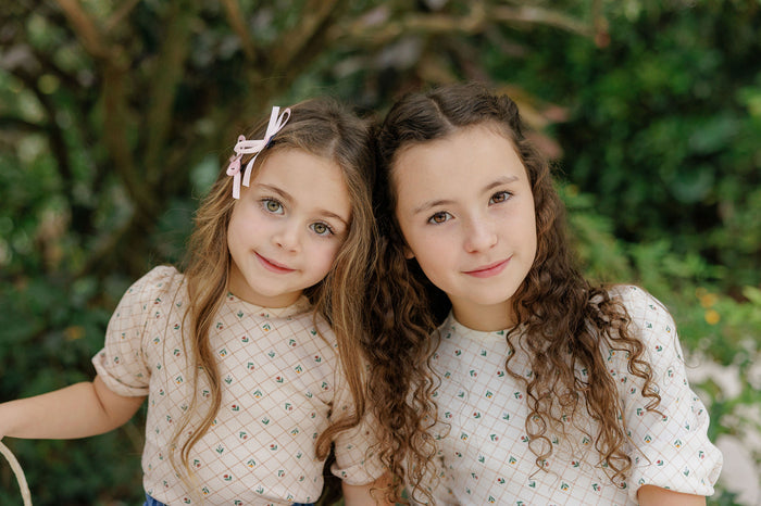 Girls Headband - Pink - Floral Grid