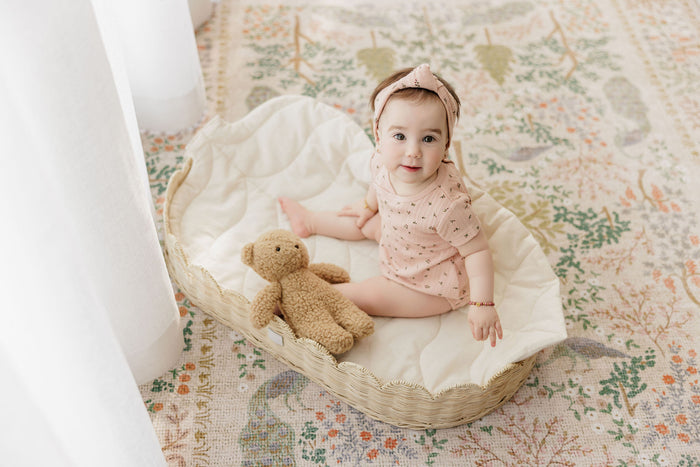 Girls Headband – Pink – Floral Pointelle