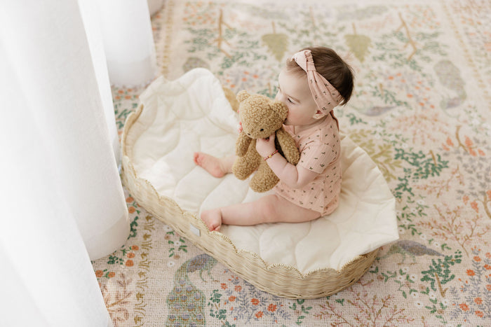 Girls Headband – Pink – Floral Pointelle
