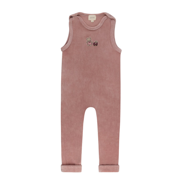 Girls Mockneck Bodysuit & Overall – Pink – Embroidered Bear