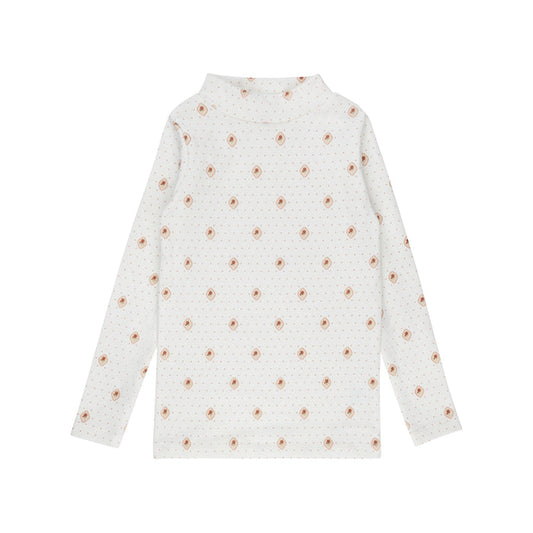 Girls Mockneck – Ivory Pink – Floral Dot