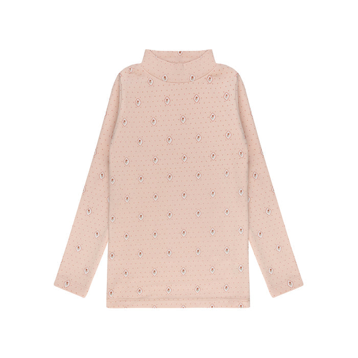 Girls Mockneck – Pink – Floral Dot