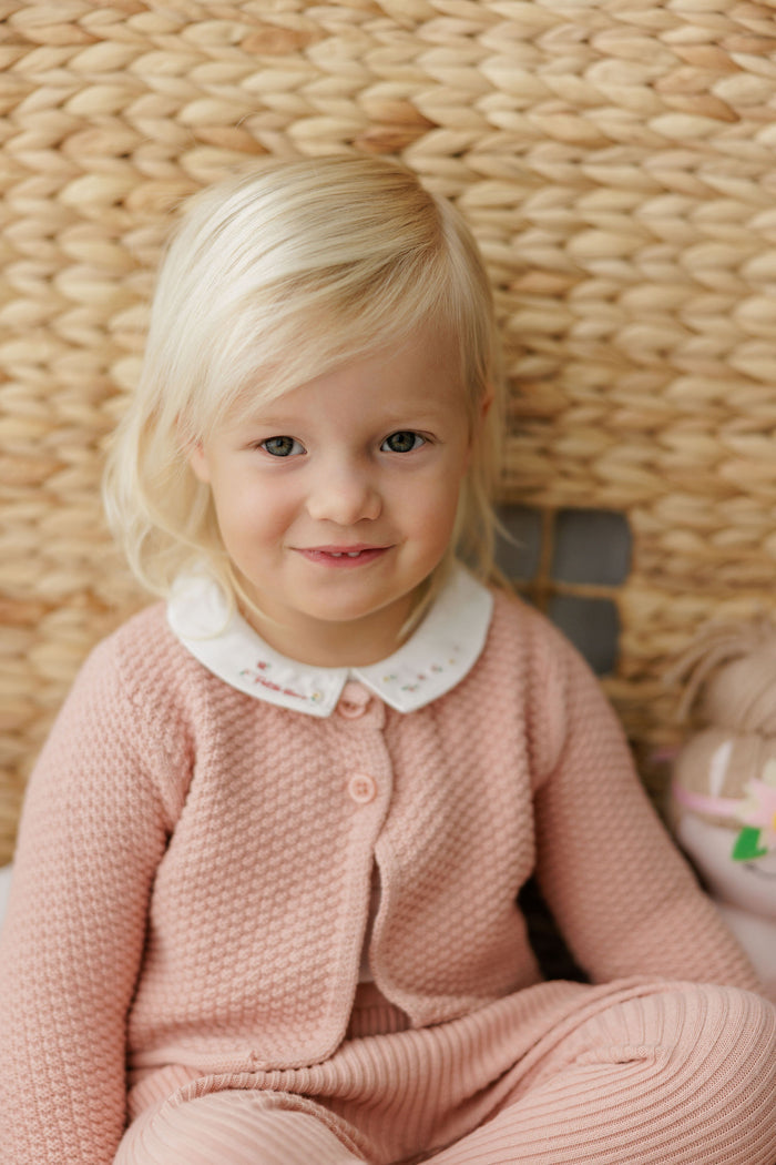 Girls Overalls – Pink – Floral Star Knit