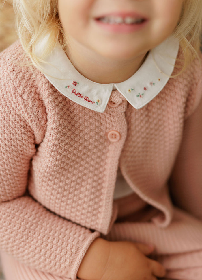 Girls Overalls – Pink – Floral Star Knit