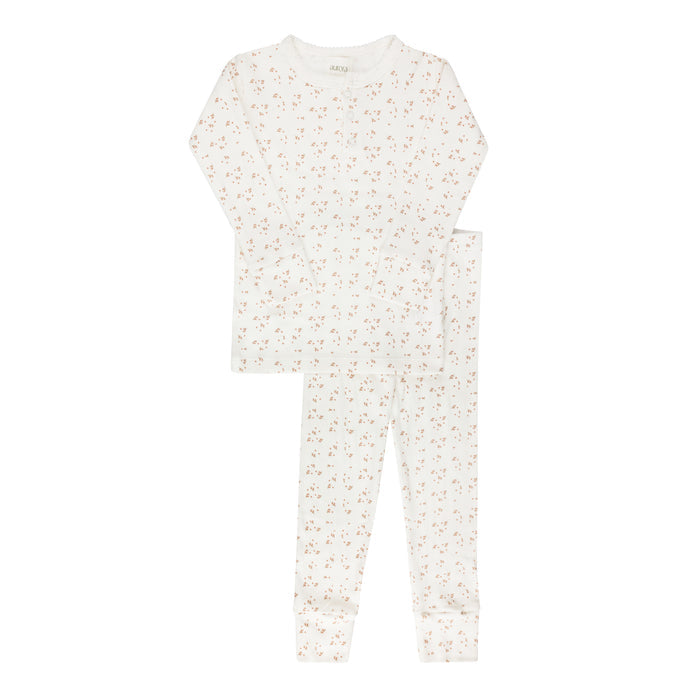 Girls Pajamas – Ivory Girl – Floral Leaf