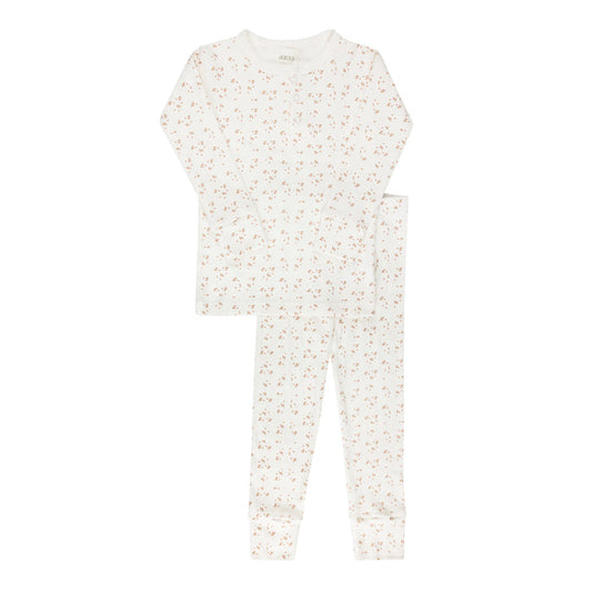 Girls Pajamas – Ivory Girl – Floral Leaf