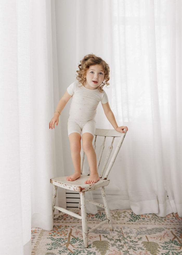 Girls Pajamas – Ivory Pink – Butterfly