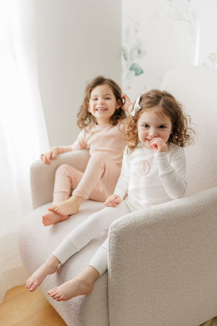 Girls Pajamas – Ivory Pink – Speckled Bunny