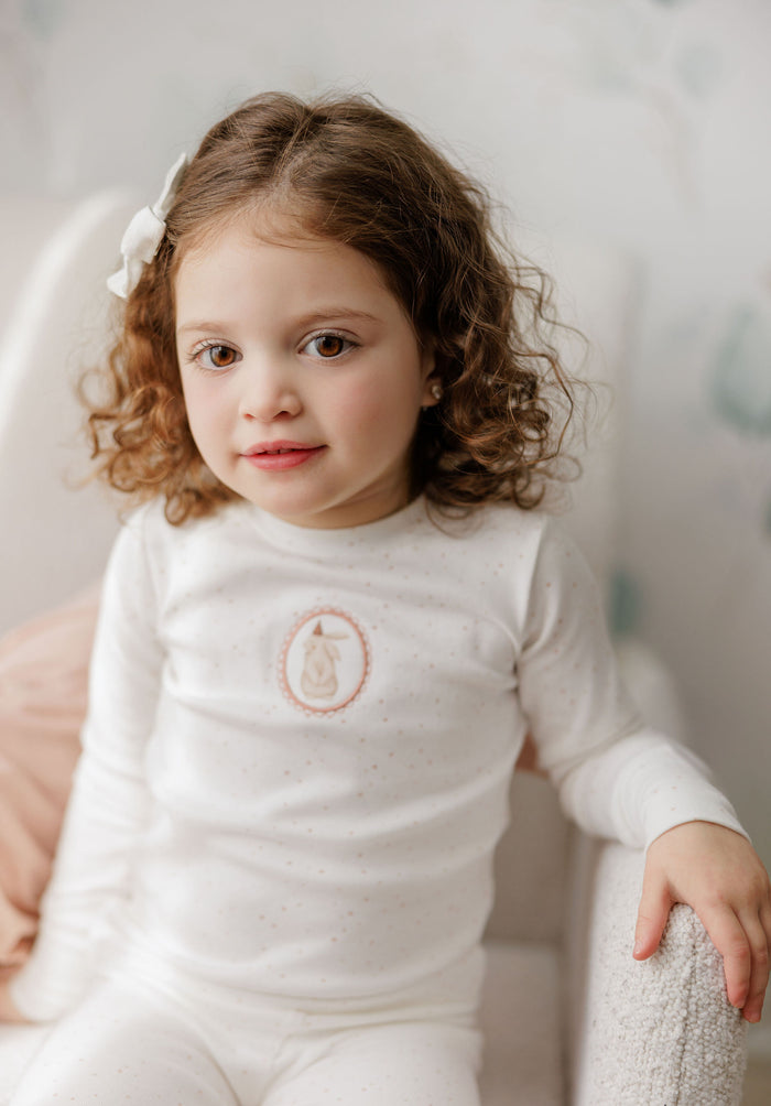 Girls Pajamas – Ivory Pink – Speckled Bunny
