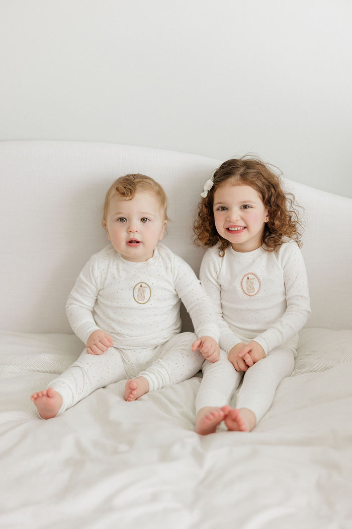 Girls Pajamas – Ivory Pink – Speckled Bunny