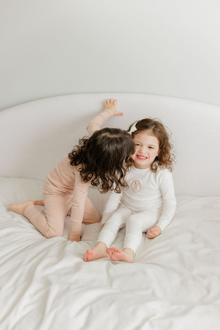 Girls Pajamas – Ivory Pink – Speckled Bunny