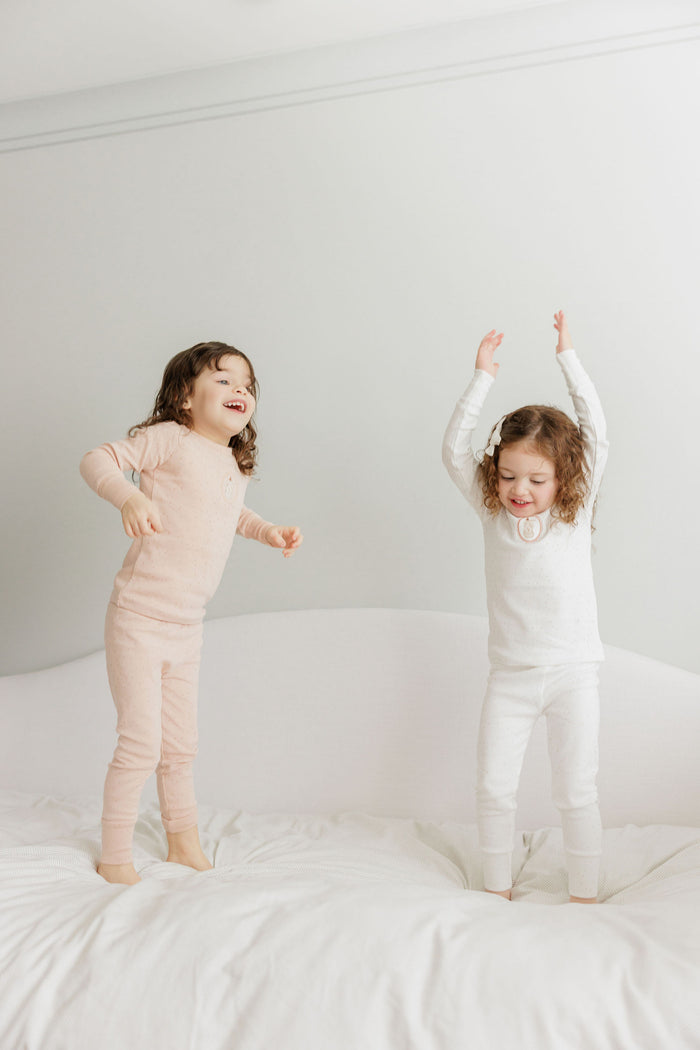 Girls Pajamas – Ivory Pink – Speckled Bunny