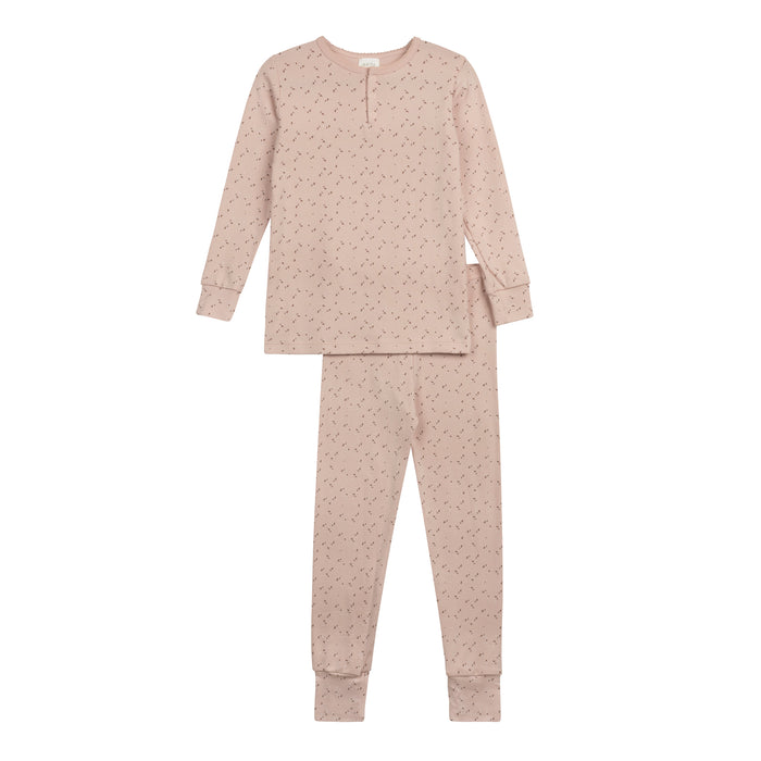 Girls Pajamas – Pink – Floral Leaf