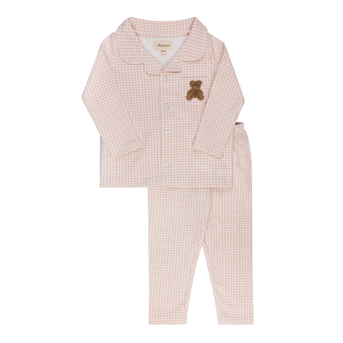 Girls Pajamas – Pink – Gingham Teddy