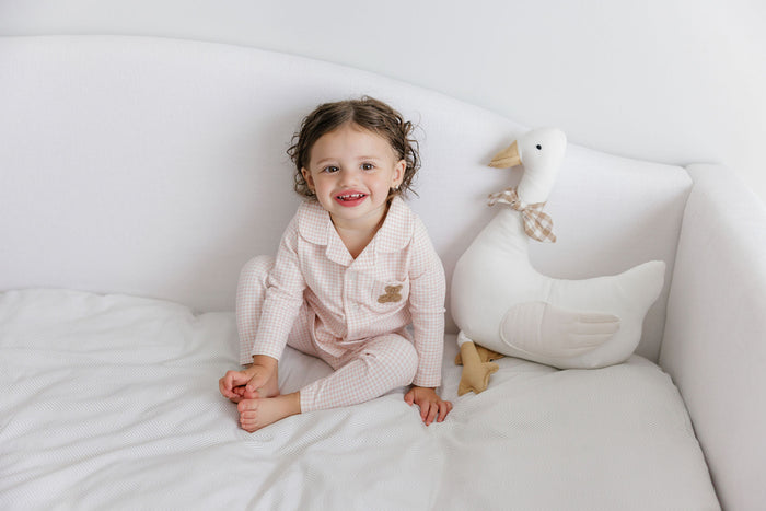 Girls Pajamas – Pink – Gingham Teddy