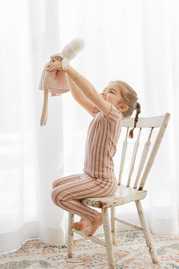 Girls Pajamas – Pink – Linear Leaf