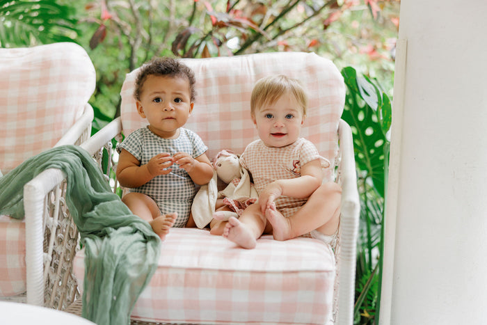 Girls Romper - Mauve - Gingham Owl