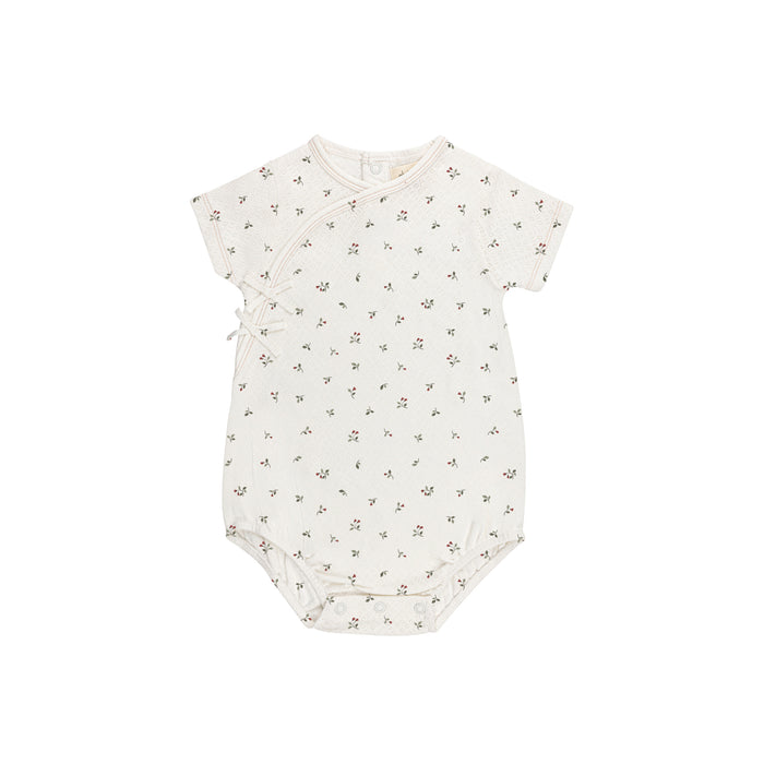 Girls Romper – Ivory Pink – Floral Pointelle