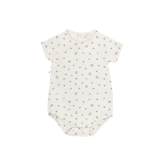 Girls Romper – Ivory Pink – Floral Pointelle