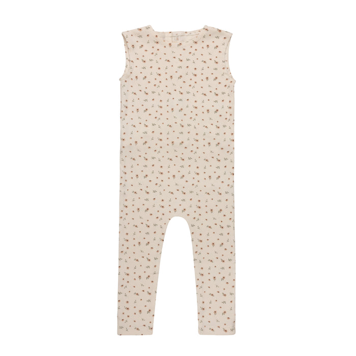 Girls Romper – Ivory Pink – Floral Rib (Cardigan sold separately)
