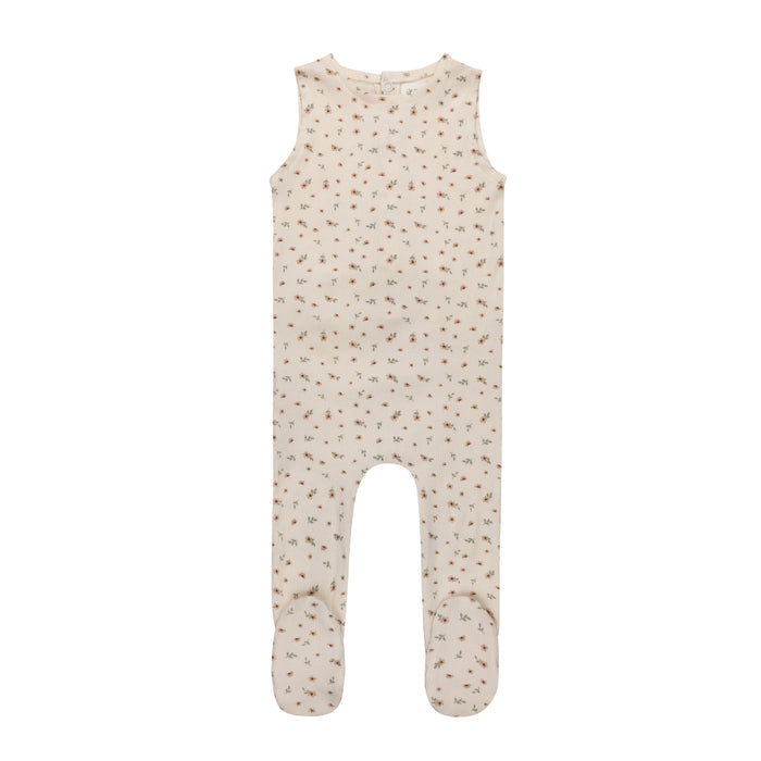 Girls Romper – Ivory Pink – Floral Rib (Cardigan sold separately)