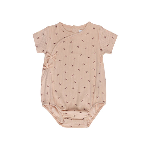 Girls Romper – Pink – Bow Pattern