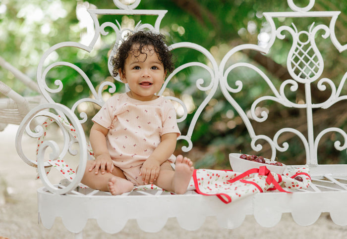Girls Romper – Pink – Bow Pattern