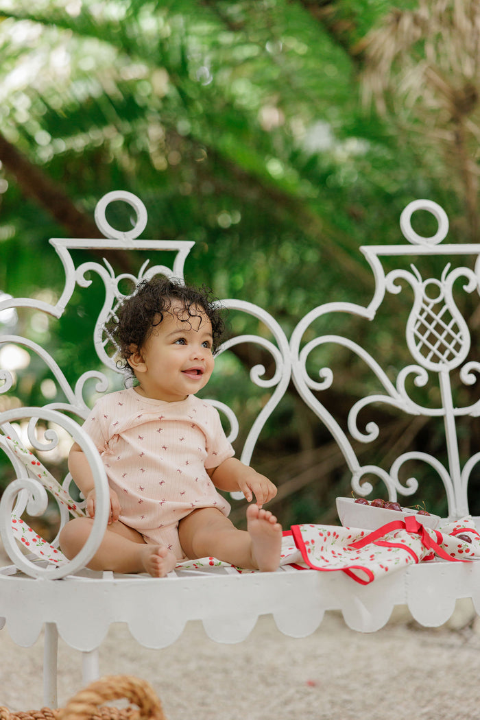 Girls Romper – Pink – Bow Pattern