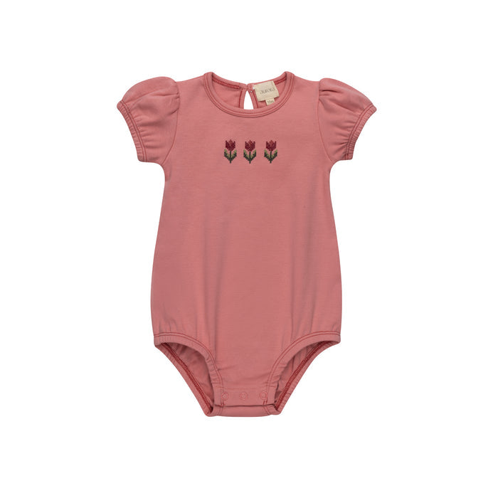 Girls Romper – Pink – Cross Stitch Tulip
