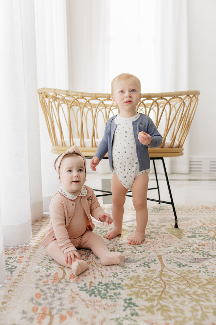 Girls Romper – Pink – Embroidered Collar