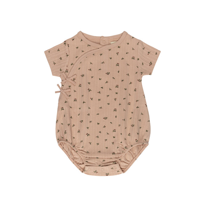 Girls Romper – Pink – Floral Pointelle