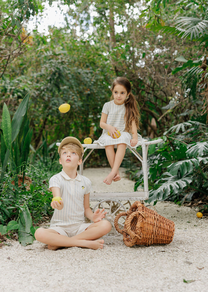 Girls Short Sleeve Dress – Lemon