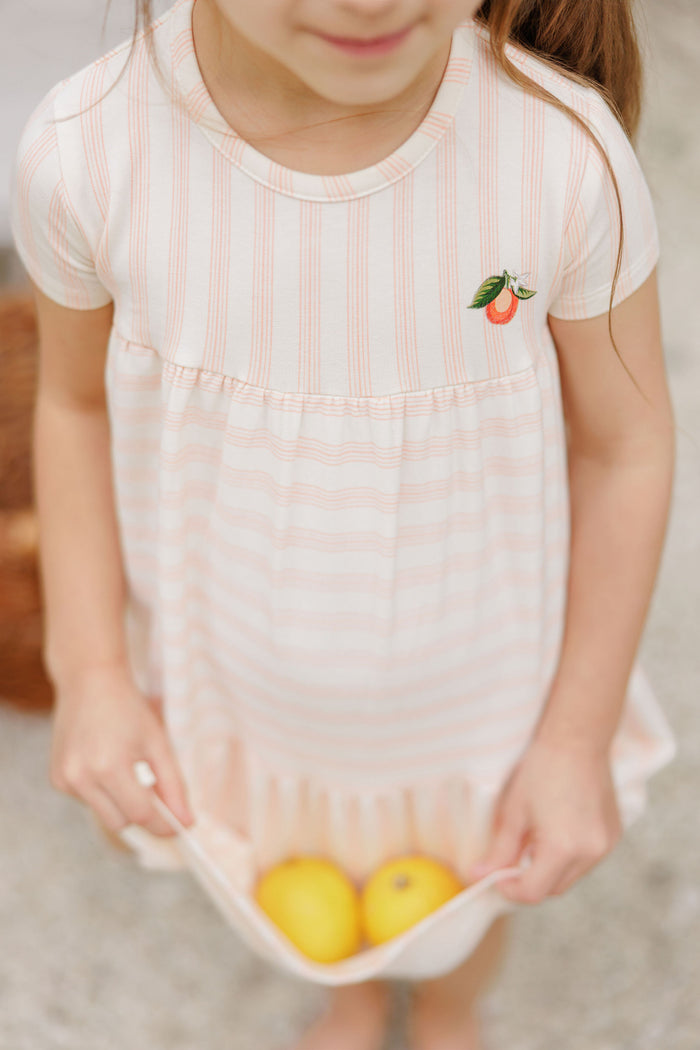 Girls Short Sleeve Dress – Peach