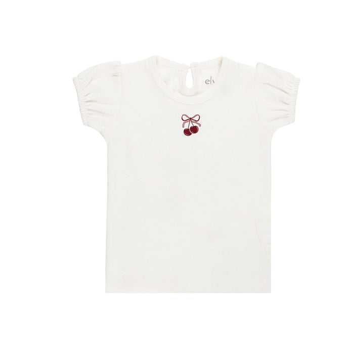 Girls Short Sleeve Tee – Ivory Pink – Bow Print